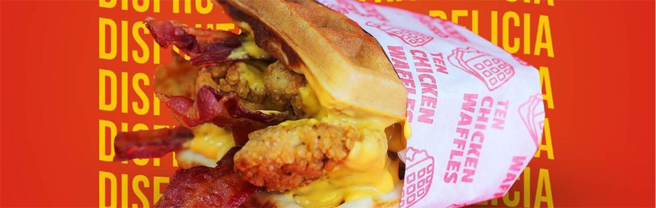 Ten chicken waffles