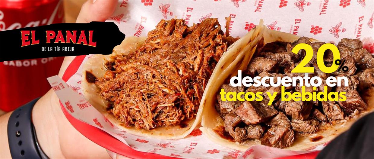 De descuento en tacos y bebidas.